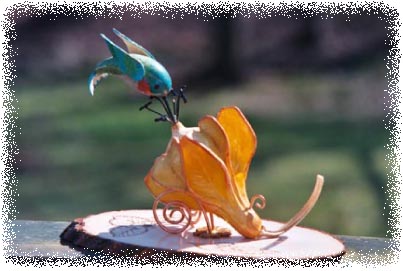 humming bird sculptured gourd art